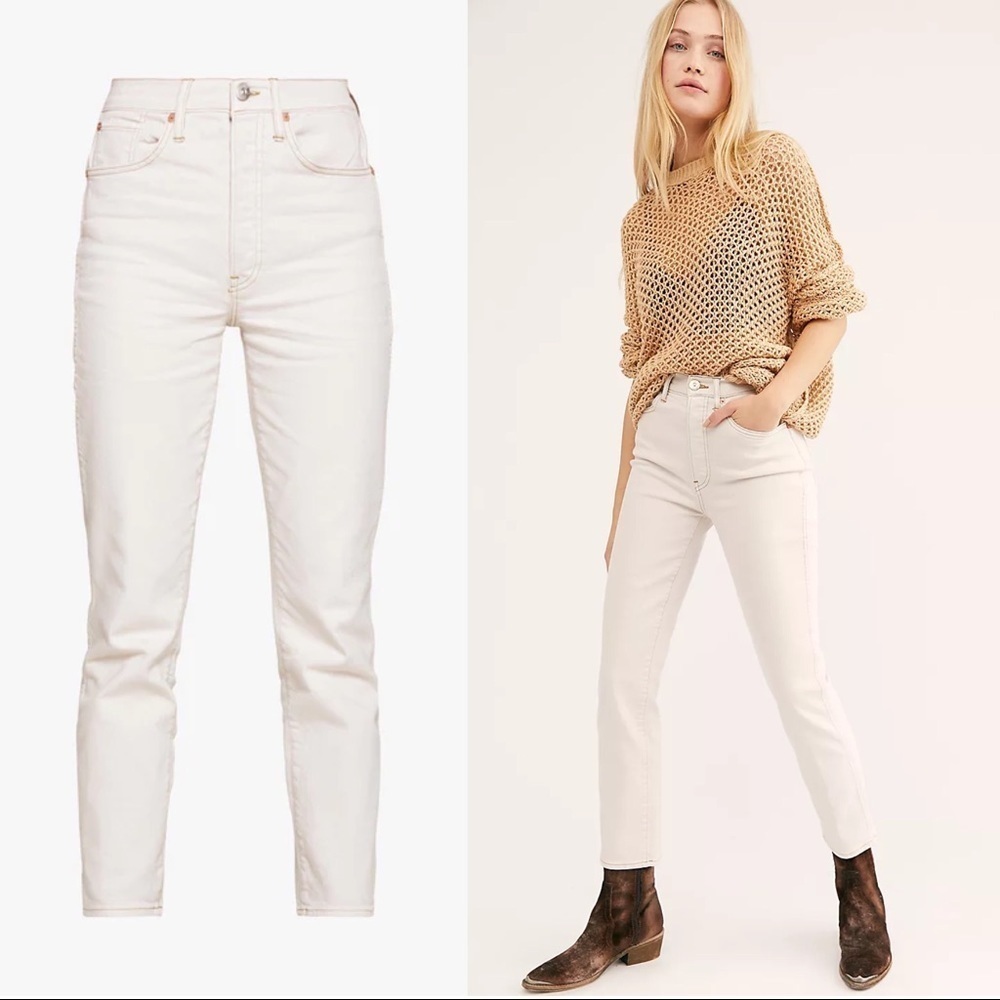 3x1 • Claudia jeans slim cropped high waist straight leg Pale Stone beige ecru